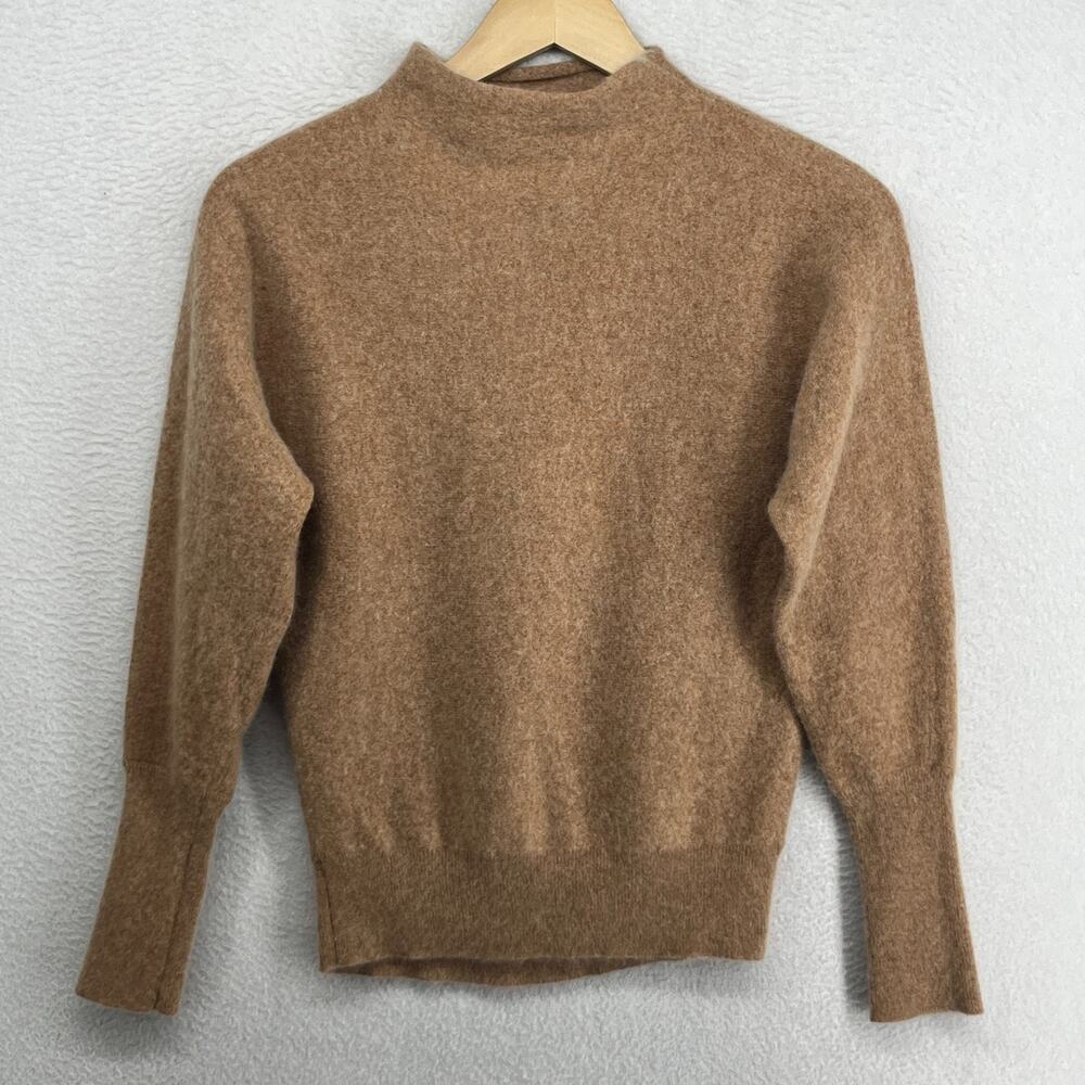 MAGASCHONI Sweater Womens XS Cashmere Mock Neck Dolman Sleeve Camel Brown